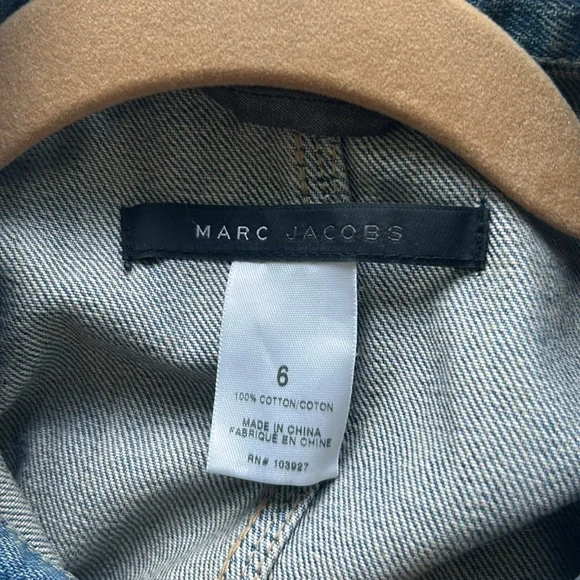 MARC by MARC JACOBS Y2K Size 6 Blue Cotton Distressed Jean Jacket - Picture 7 of 9